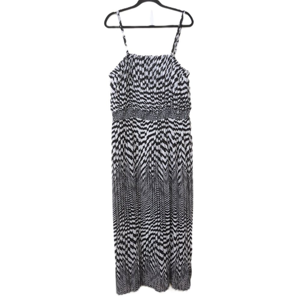 Lane Bryant PLUS 18/20 Chevron Pleated Black/White Maxi Summer Vacation Dress - Picture 12 of 16